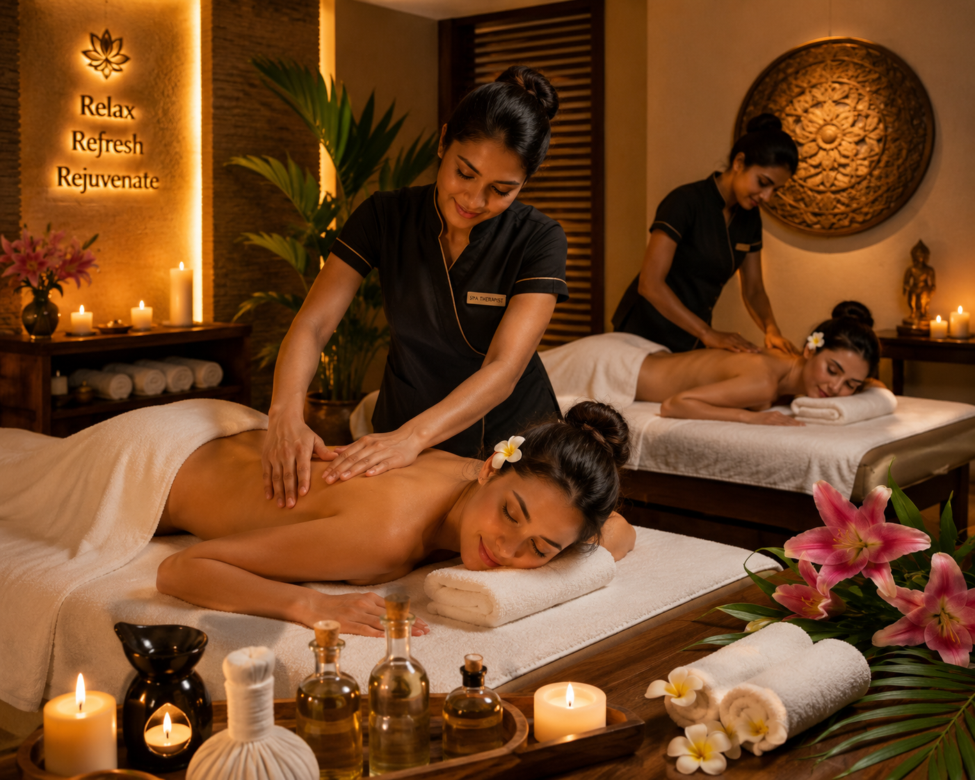 Warm interior detail of the Chill Mood spa suite